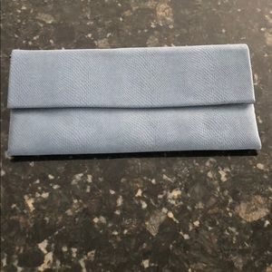 Light blue imitation snake skin clutch